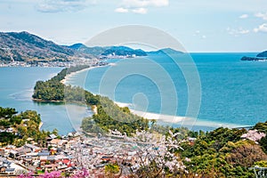 Amanohashidate nature scenic view at spring in Kyoto, Japan