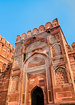 Amar Singh Gate of Agra Fort. UNESCO heritage site in India photo