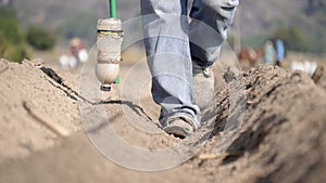 Amaranth Cultivation: Farmer Planting Crop in Fertile Soil