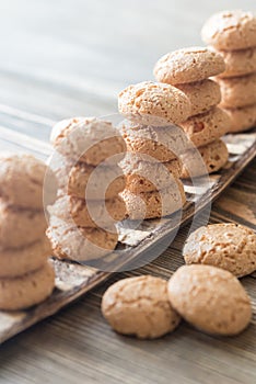 Amaretti cookies close up photo