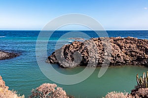Amarilla - Scenic view on beach Playa El Barranco near Amarilla, Golf del Sur, Tenerife, Canary Islands, Spain, Europe, EU.