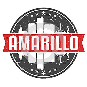 Amarillo Texas Round Travel Stamp. Icon Skyline City Design. Seal Tourism Seal Badge Illustration.