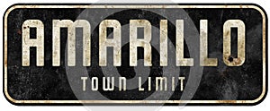 Amarillo Texas Street Sign Vintage Town Limit