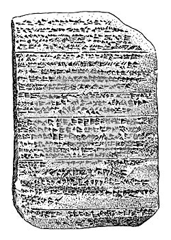 The Amarna Tablet or series of clay tablets vintage engraving