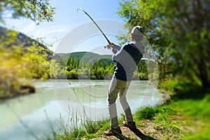 Amateur angler fishing