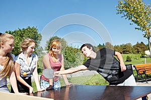 Amateur ping pong players photo