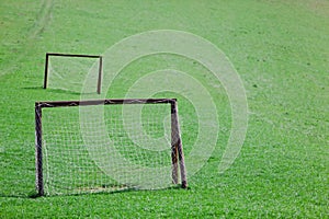 Amateur playing field - Green meadow with two goals