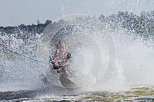 Amateur skier falling