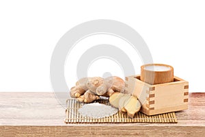 Amazake and ginger isolated on white background with clipping path