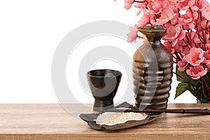 Amazake , sake or rice wine isolated on white background with clipping path