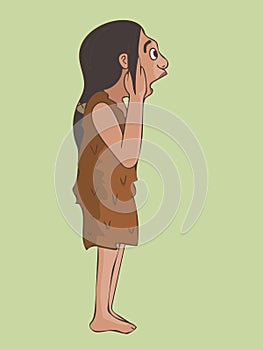 Amazed caveman cartoon portrait