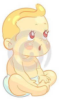 Amazed face baby. Cute cartoon toddler character