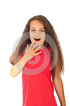 Amazed girl with long hair