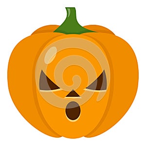 Amazed Halloween Pumpkin Flat Icon