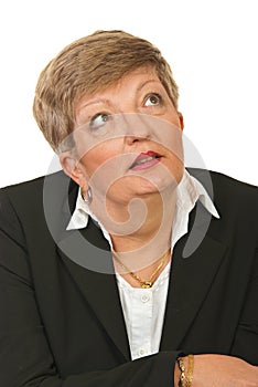 Amazed mature executive woman