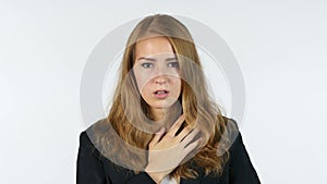 Amazed , Shocked Businesswoman , Portrait , White background