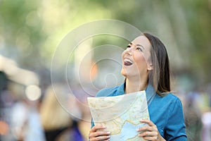 Amazed tourist contemplating landmarks