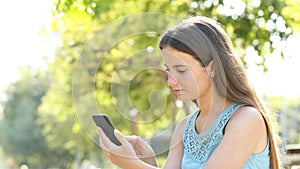 Amazed woman finding awesome phone content