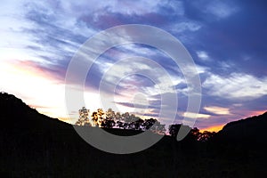 Amazeing dawn and sun riseing above rainforest, Sinharaja jungle