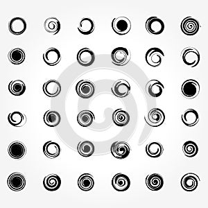 Amazing Abstract Spiral Set Vector illustration in black and white