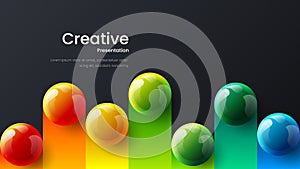 Amazing abstract vector 3D colorful balls illustration template for poster, flyer, magazine, journal, brochure, book cover. photo