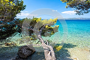 Amazing adriatic azure sea in Baska Voda in Dalmatia, Croatia