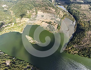 Amazing Aerial panorama of Pchelina Reservoir, Bulgaria photo