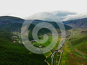 Amazing aerial shot of Kotayk province landscapes in Armenia