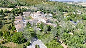 Amazing aerial view of Bagno Vignoni, Tuscany - Italy