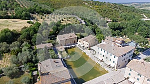 Amazing aerial view of Bagno Vignoni, Tuscany - Italy