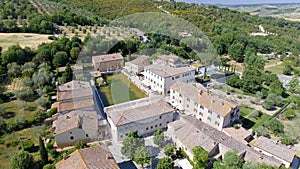 Amazing aerial view of Bagno Vignoni, Tuscany - Italy