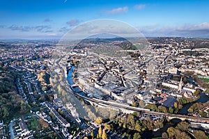 The amazing aerial view of Bath, North East Somerset unitary area in the county of Somerset, UK, England