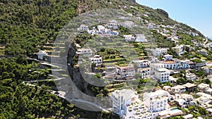 Amazing aerial view of beautiful Amalfi Coast in summer season, Italy. Drone viewpoint