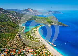 Amazing aerial view of Blue Lagoon in Oludeniz, Turkey