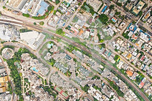 Amazing aerial view cityscape of Kowloon Tong, residential districk of Hong Kong, daytime