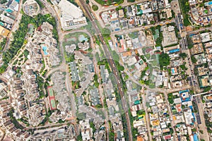 Amazing aerial view cityscape of Kowloon Tong, residential districk of Hong Kong, daytime