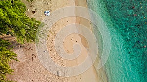 Amazing aerial view of Flic en Flac Beach at sunset, Mauritius Island photo