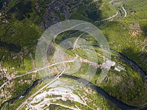 Letecký pohľad z balkánsky hory 