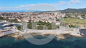 Amazing aerial view of Livorno coastline, Tuscany