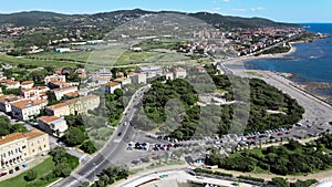 Amazing aerial view of Livorno coastline, Tuscany