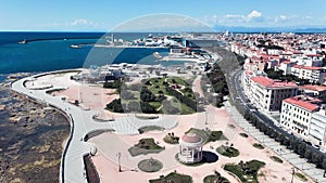 Amazing aerial view of Livorno and Mascagni Terrace, famous town of Tuscany