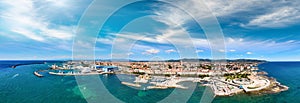 Amazing aerial view of Livorno and Mascagni Terrace, famous town of Tuscany