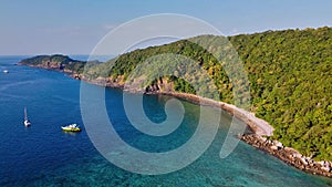 Amazing aerial view of Loh Lana Bay in Phi Phi Don, Thailand photo