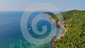 Amazing aerial view of Loh Lana Bay in Phi Phi Don, Thailand photo