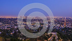 Amazing aerial view over Los Angeles from Griffith Observatory