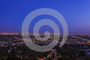 Amazing aerial view over Los Angeles from Griffith Observatory