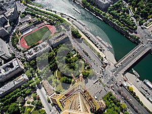 Amazing aerial view of Paris with aerial view from Eiffel tower