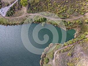 Amazing Aerial view of Pchelina Reservoir, Bulgaria photo