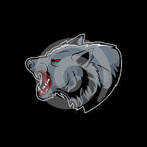 Amazing aggressive wolf head cartoon vector