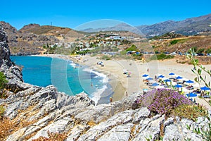 Amazing Ammoudi, Ammoudaki, Damnoni beaches in Crete island, Greece near famous resort of Plakias.